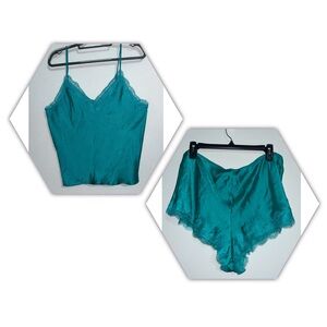 Victoria's Secret Teal Lace Cami and Shorts Set